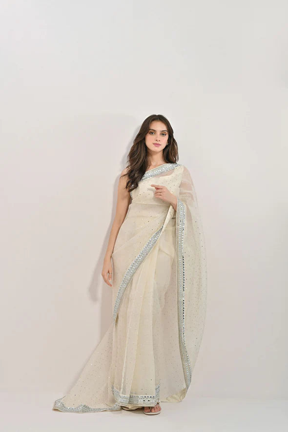 Mahnoor White Organza Saree
