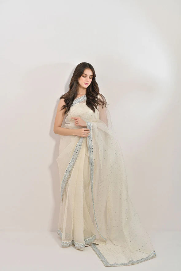 Mahnoor White Organza Saree