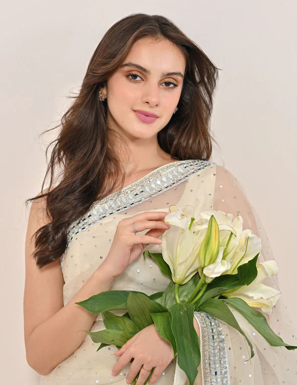 Mahnoor White Organza Saree