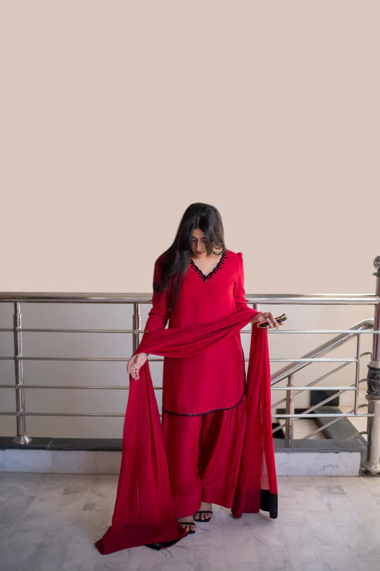 Ruby Red Farshi Shalwar