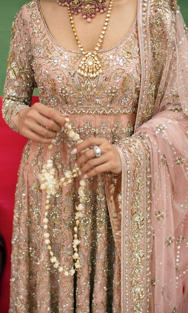 Deliciated Soft Pink Wedding Pakistani Pishwas