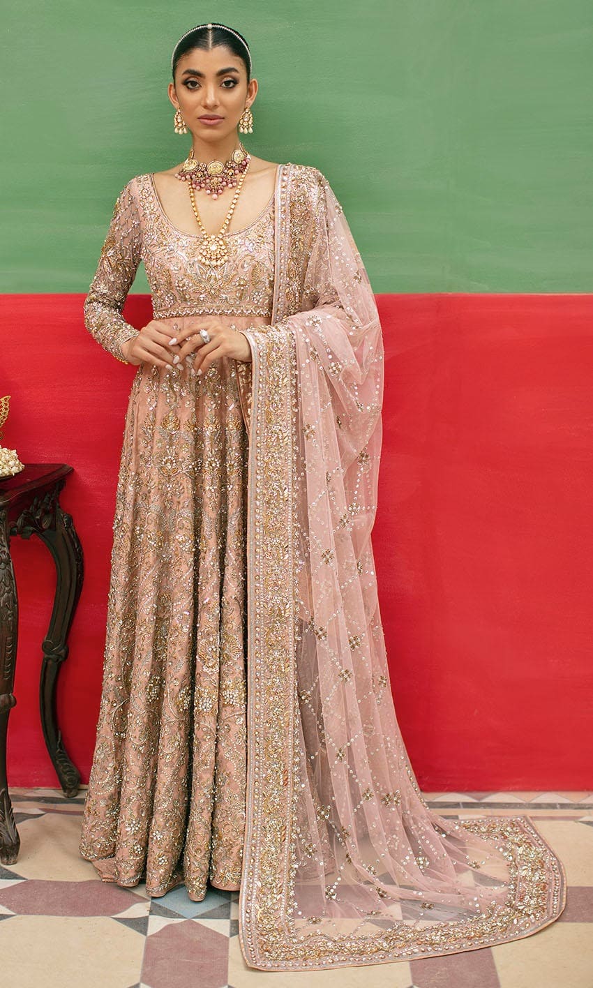 Deliciated Soft Pink Wedding Pakistani Pishwas