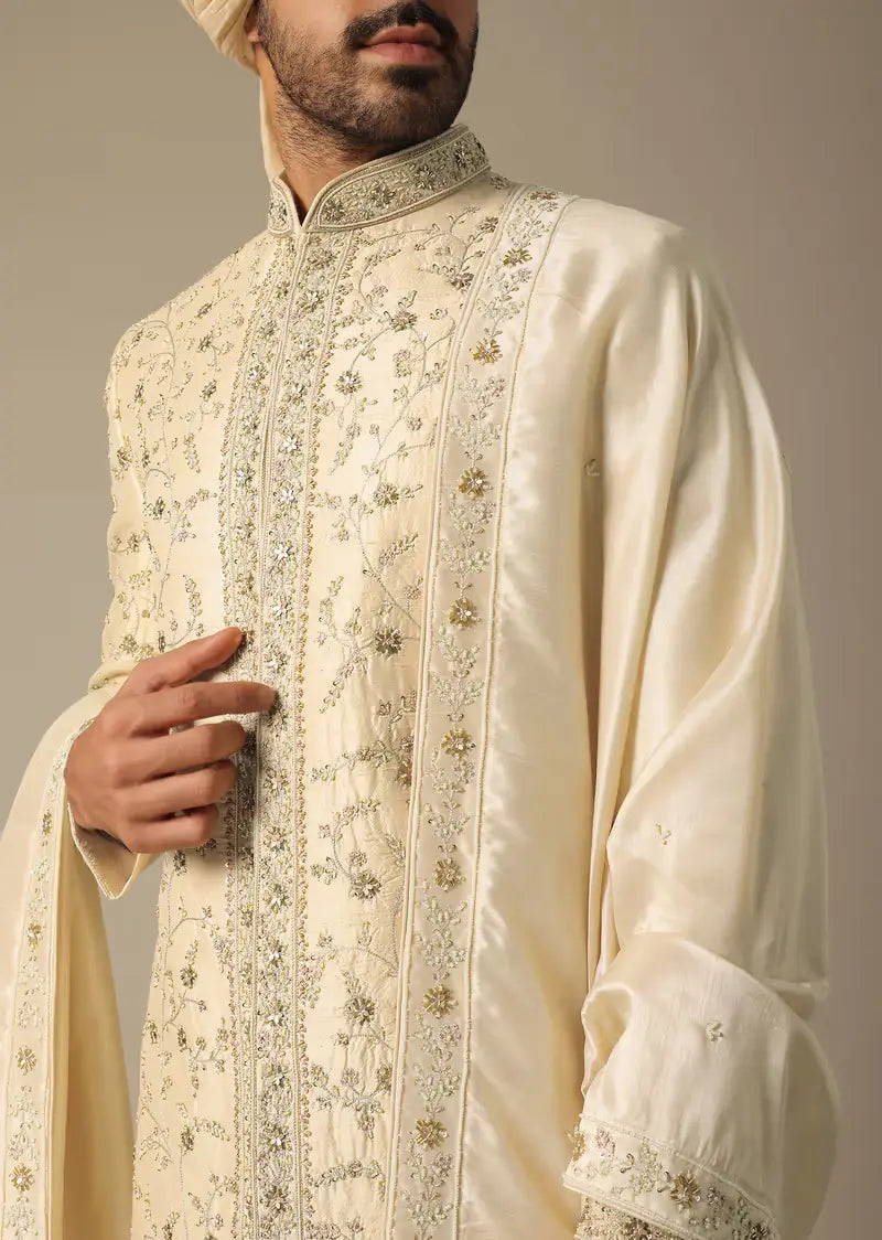 Elegance Golden Sherwani Set