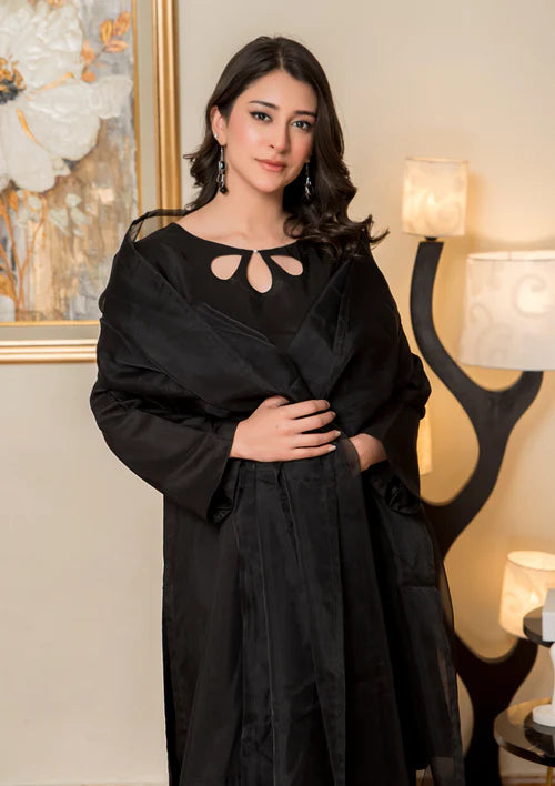 3Pc Silk Viscose with Farshi Shalwar with Organza