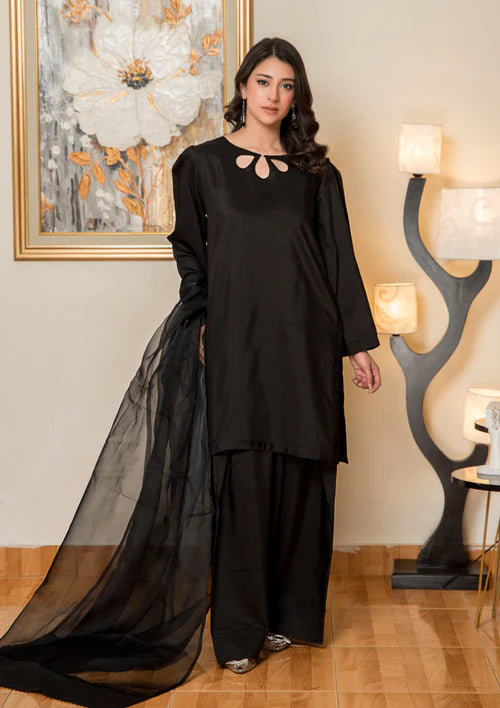 3Pc Silk Viscose with Farshi Shalwar with Organza