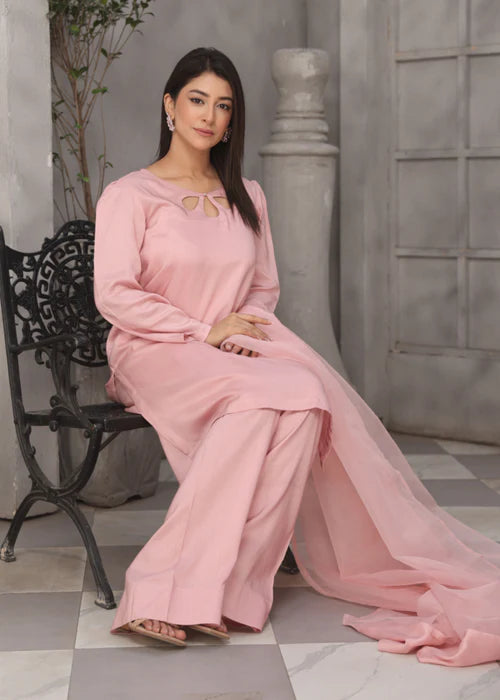 3Pc Silk Viscose with Farshi Shalwar with Organza