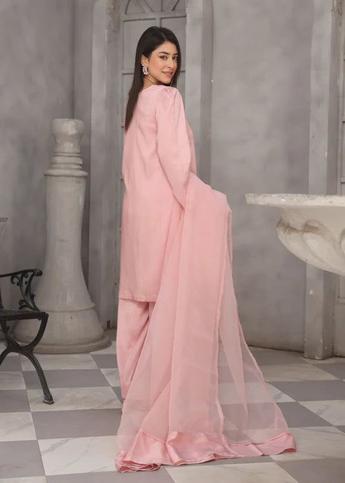 3Pc Silk Viscose with Farshi Shalwar with Organza